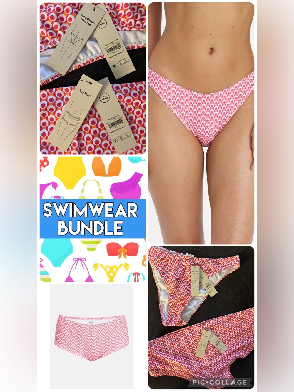 2 No Boundaries Pink and White Bathing Suit Bottoms